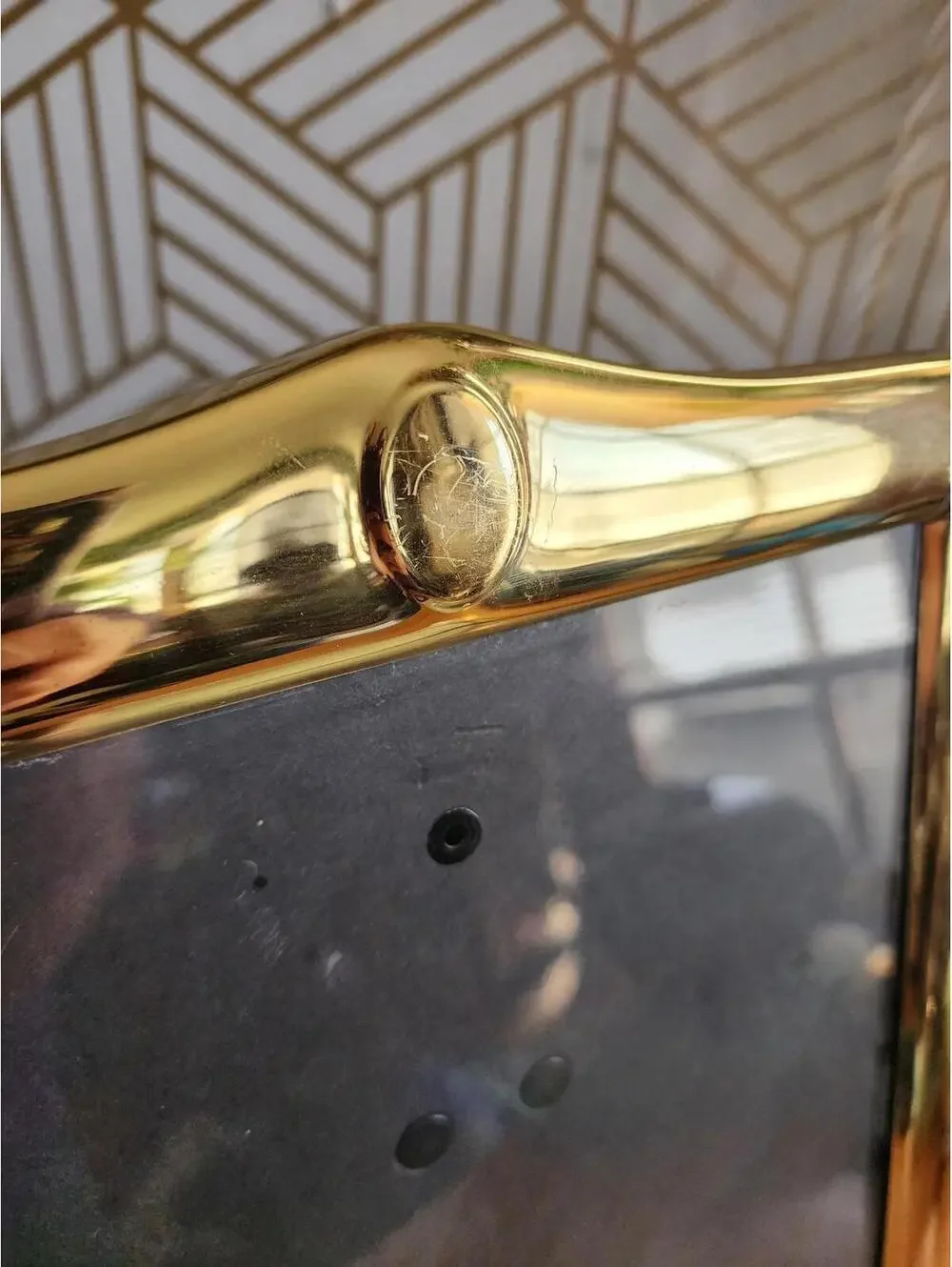 Vintage Gold Brass 1980s Freestanding Photo Frame 8x10